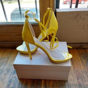 Akira Yellow Thigh Strap Up High Heels
